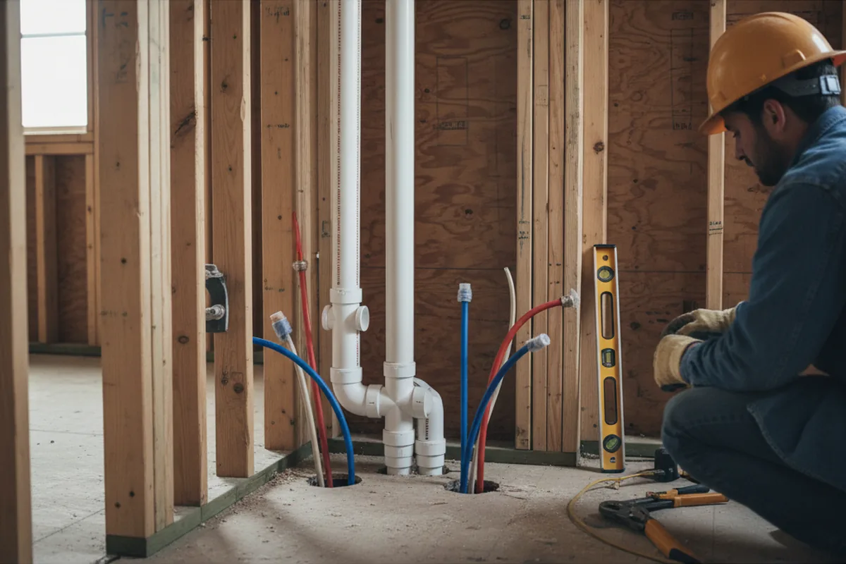 Drain and supply rough-in during Garbage Disposal Repair in Woodbine