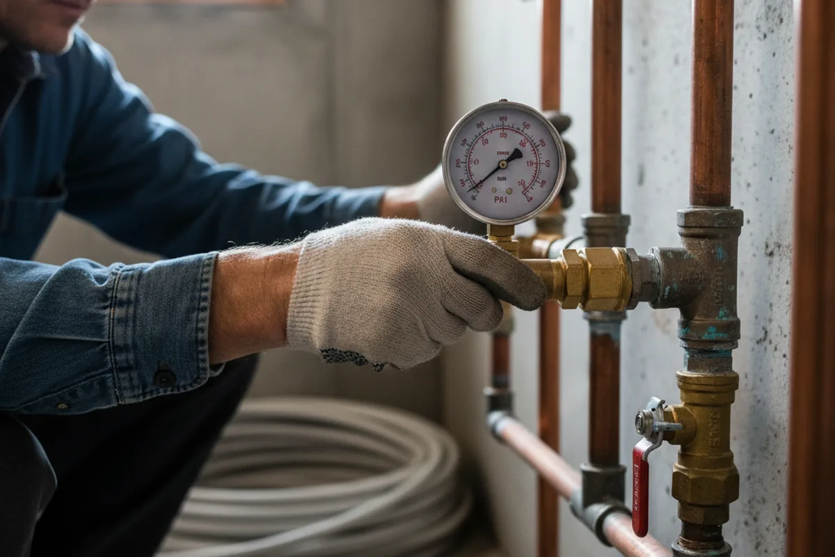 Pressure testing a repaired line during Water Line Repair in Woodbine