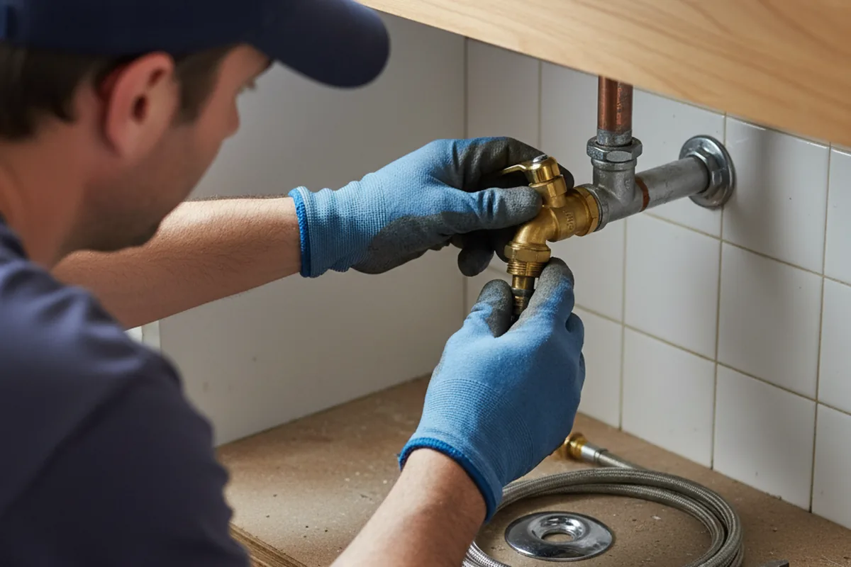 Shutoff valve and fitting work during Burst Pipe Repair in Woodbine